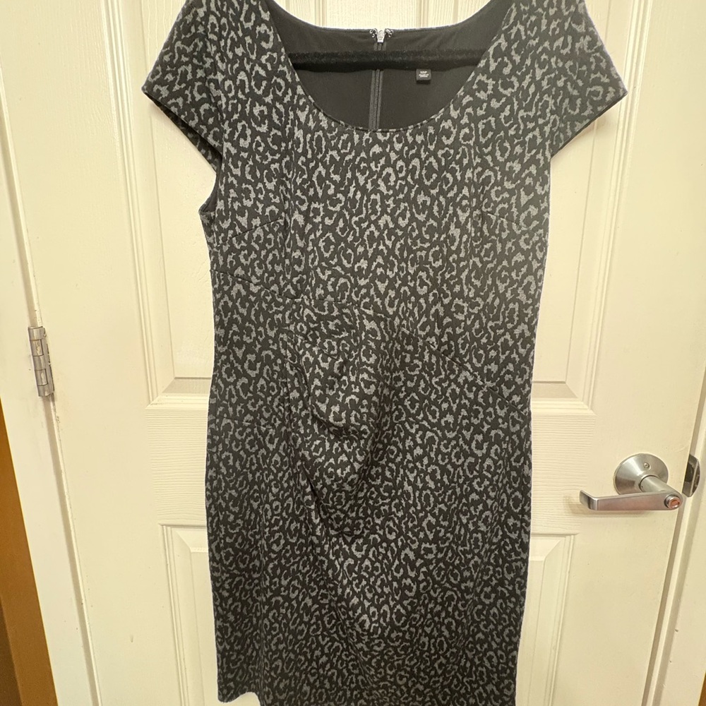 Ann Taylor Black and Gray Midi Dress